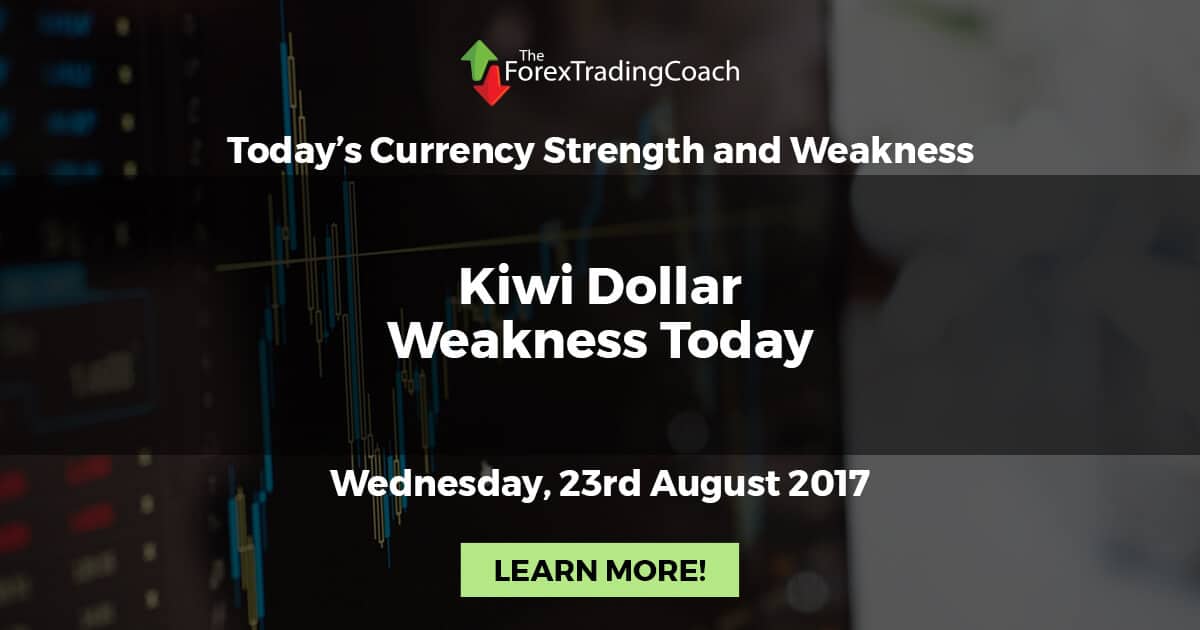 Kiwi Dollar Weakness Today – Currency Strength and Weakness for Wednesday 23rd August 2017